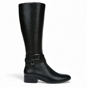 NATURALIZER Reid Black Leather Knee High Boots Size 6 Equestrian Fall Winter‎